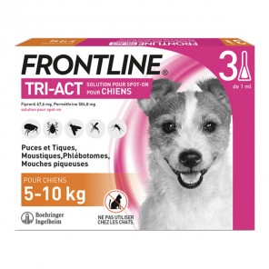 Frontline Tri-Act Chiens 5-10 kg 3 Pipettes de 1 ml
