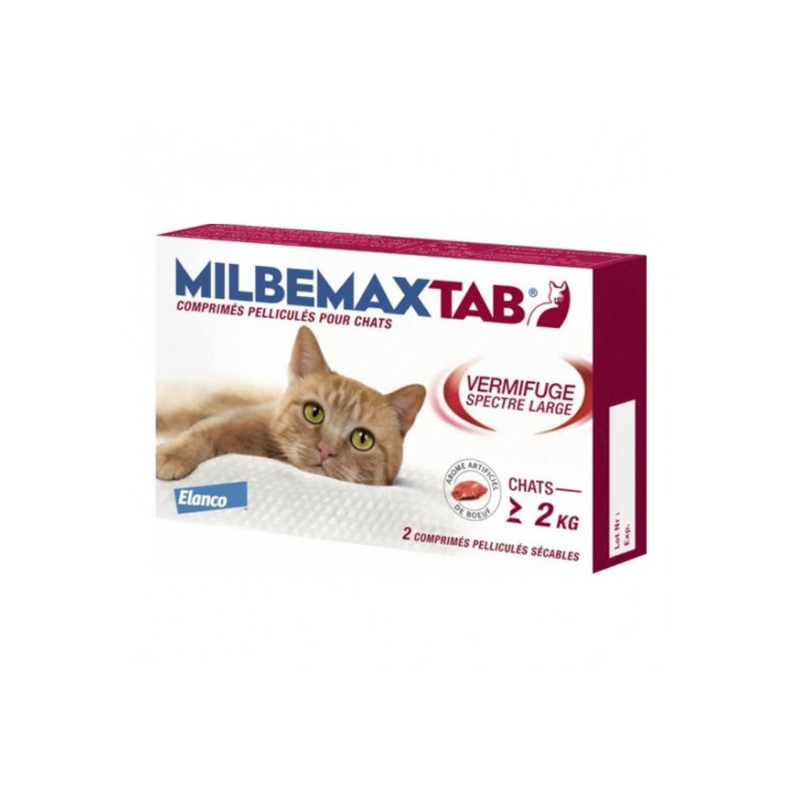 MilbemaxTab Vermifuge Spectre Large 2 comprimés pélliculés chats +2kg