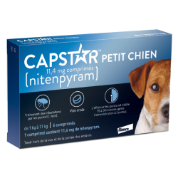 Capstar 11.4mg petit chien de 1 à 11kg nitenpyram 6 comprimés